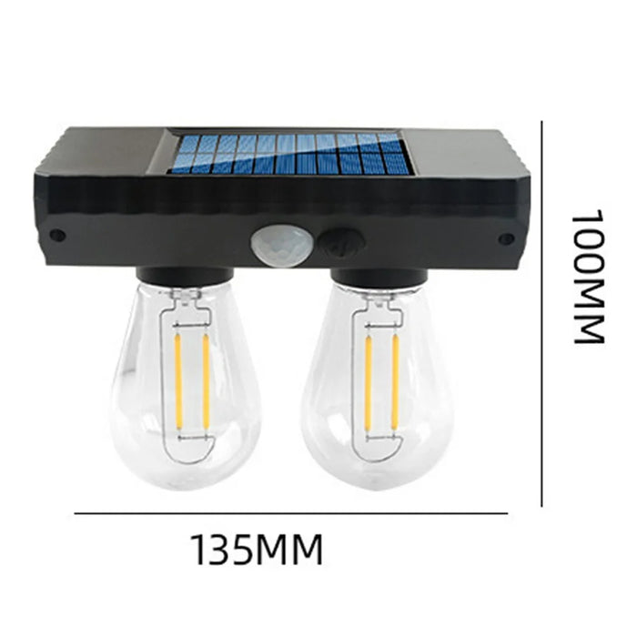 Dual Solar Tungsten Filament Bulb Light Outdoor Motion Sensor Wall Light Solar Powered LED Lamp - 6