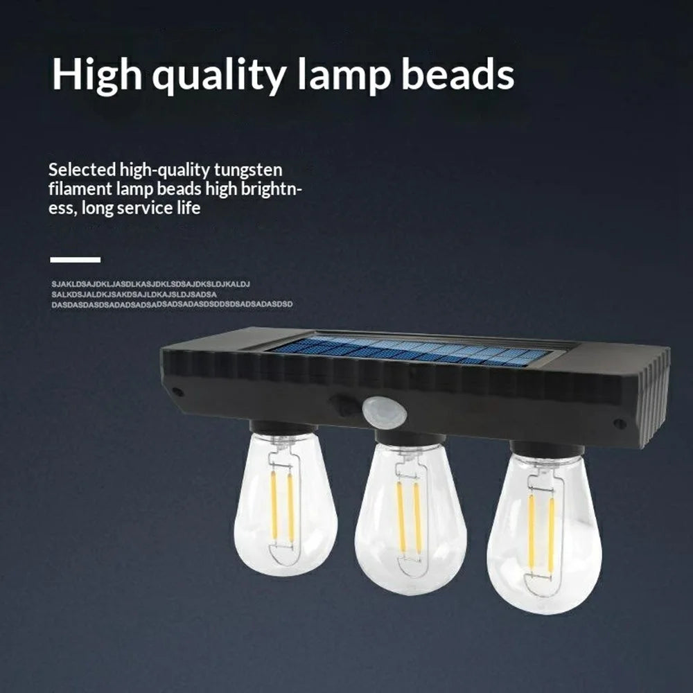 3 Solar Tungsten Filament Bulb Light Outdoor Motion Sensor Wall Light Solar Powered LED Lamp - 4