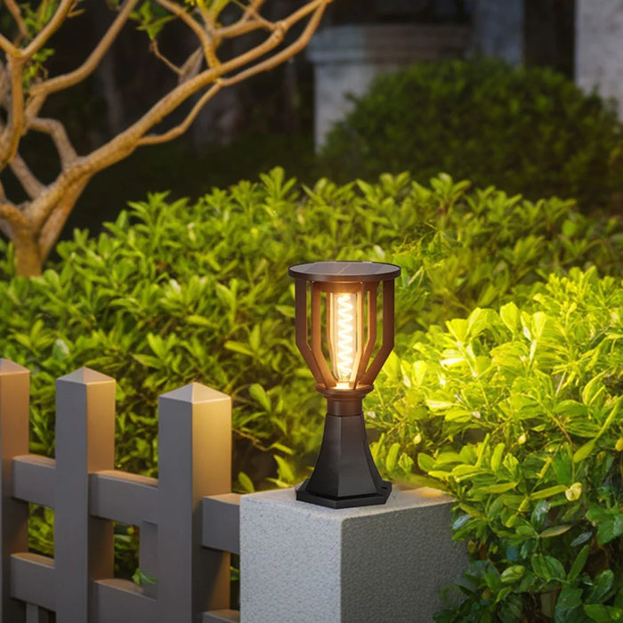 Solar Post Cap Light with Trophy Base Outdoor Waterproof Solar Powered Fence Gate Pillar Lamp - 2