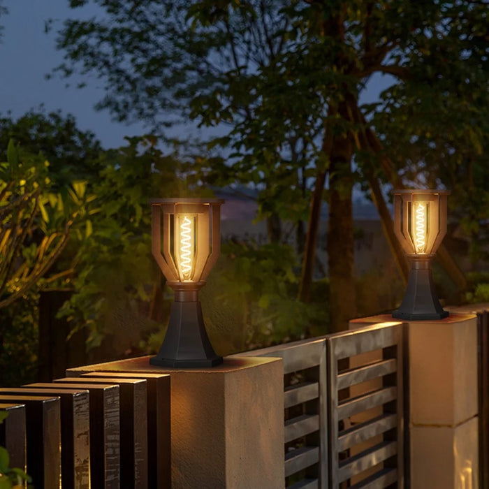 Solar Post Cap Light with Trophy Base Outdoor Waterproof Solar Powered Fence Gate Pillar Lamp - 3