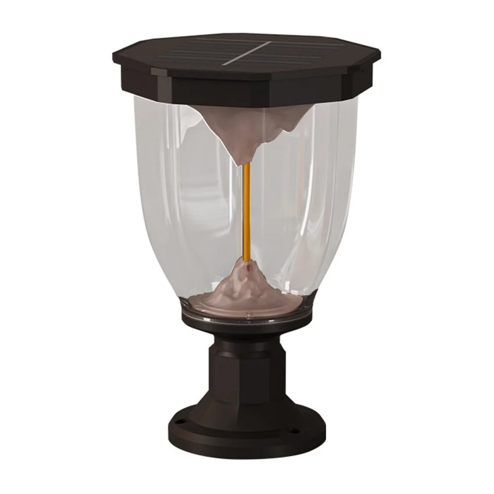 Flaming Mountain Effect Solar Pillar Light Outdoor Garden COB Post Cap Lamp for Patio / Pathway Decoration - 1