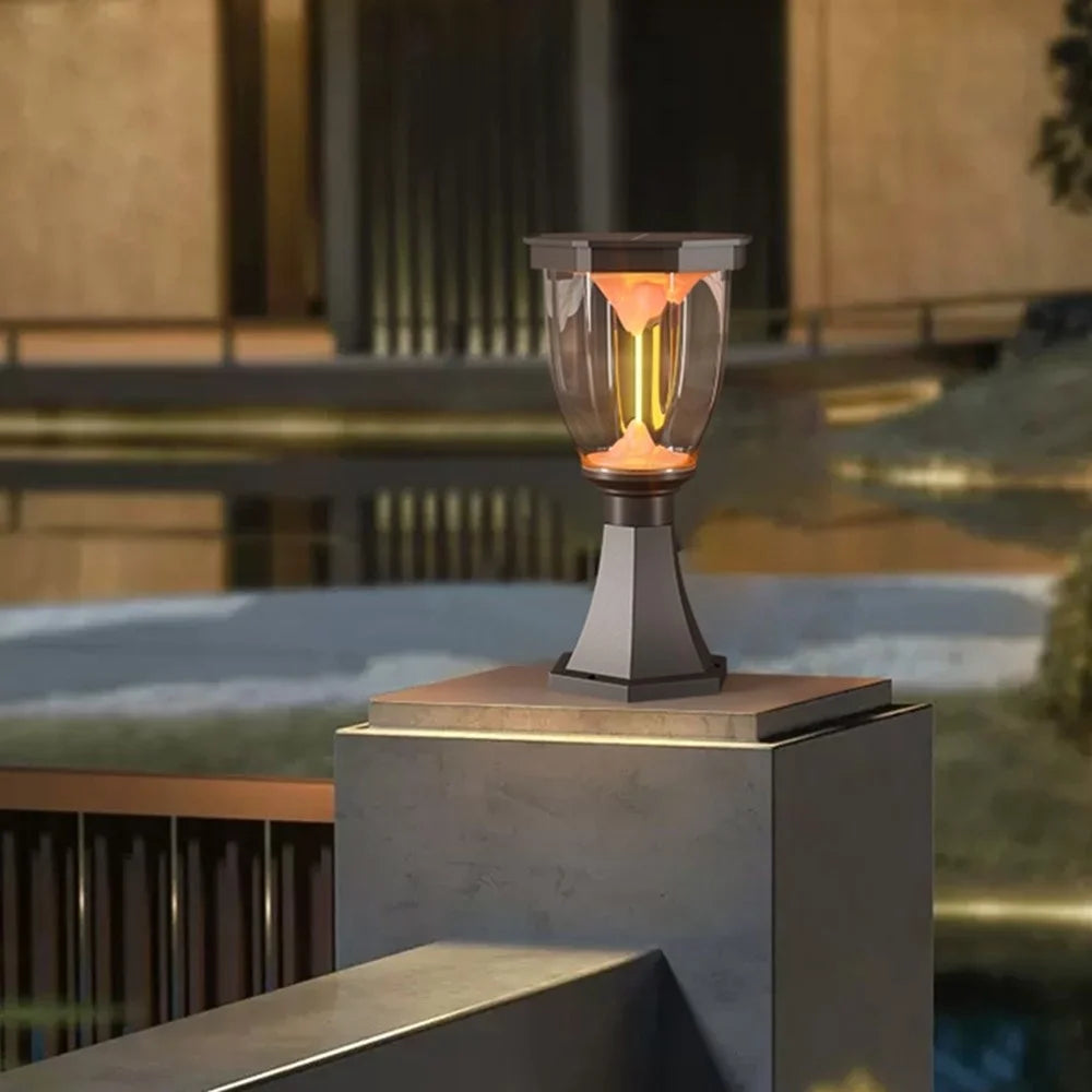 COB Pillar Lamp with Trophy Base Flaming Mountain Effect Solar Post Light for Garden  /  Patio  /  Pathway - 3