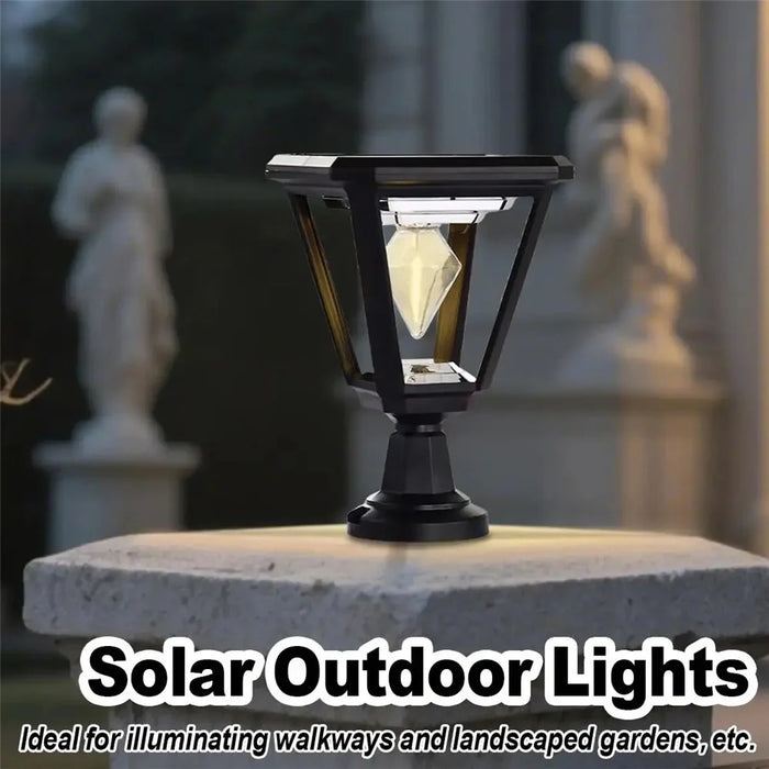Solar Garden Light 30W 2700K Warm White COB Villa Outdoor Post Landscape Lamp with Base - 2