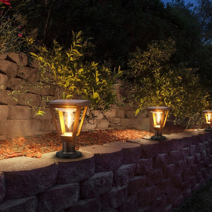 Solar Garden Light 30W 2700K Warm White COB Villa Outdoor Post Landscape Lamp with Base - 3