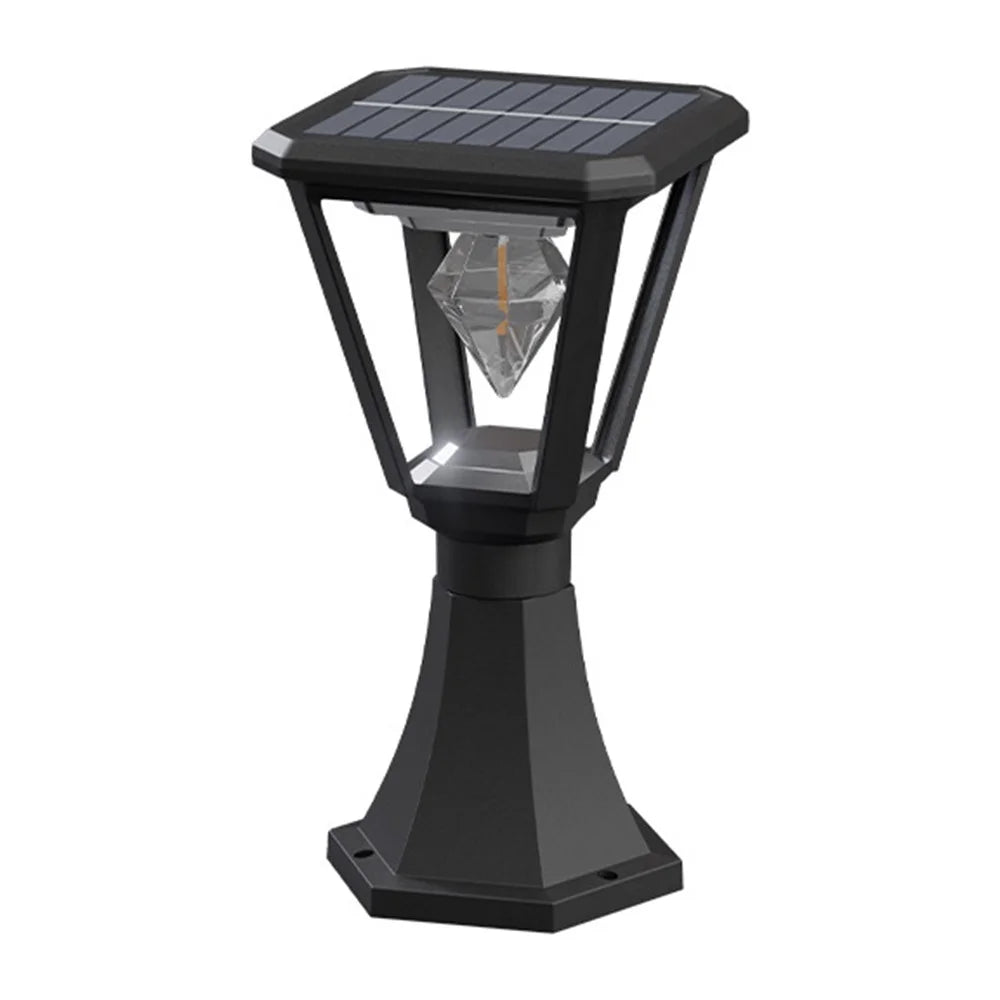 Solar Powered Post Cap Light with Trophy Base 30W 2700K Warm White COB Outdoor Garden Pillar Landscape Lamp - 1