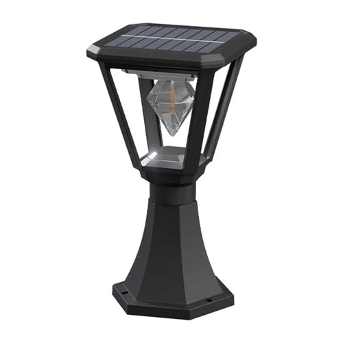 Solar Powered Post Cap Light with Trophy Base 30W 2700K Warm White COB Outdoor Garden Pillar Landscape Lamp - 1