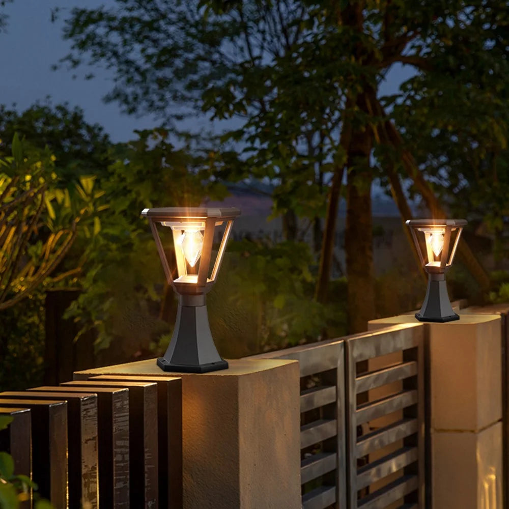 Solar Powered Post Cap Light with Trophy Base 30W 2700K Warm White COB Outdoor Garden Pillar Landscape Lamp - 5