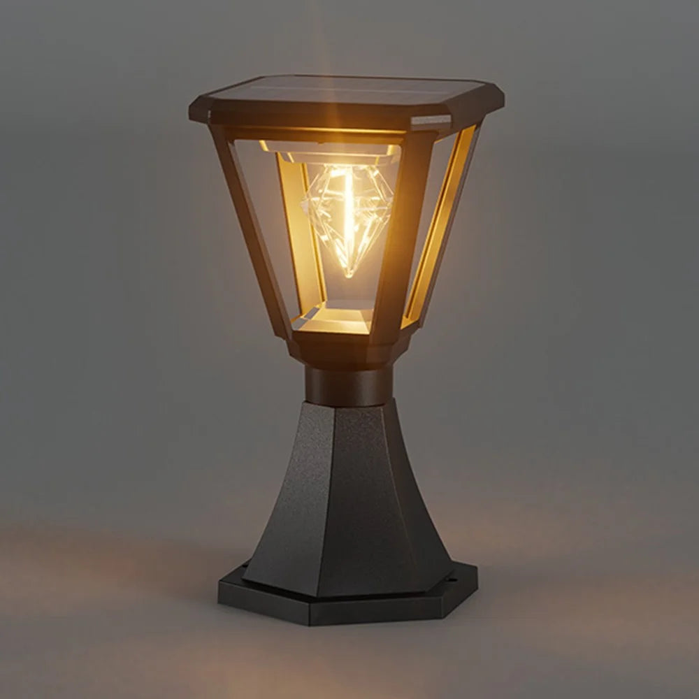 Solar Powered Post Cap Light with Trophy Base 30W 2700K Warm White COB Outdoor Garden Pillar Landscape Lamp - 6
