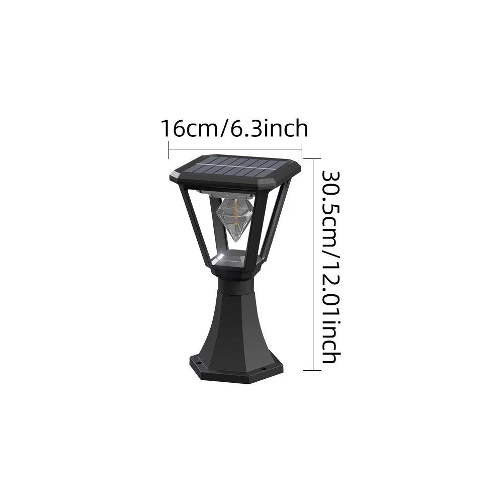 Solar Powered Post Cap Light with Trophy Base 30W 2700K Warm White COB Outdoor Garden Pillar Landscape Lamp - 7