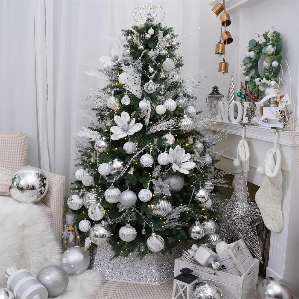 24Pcs 35cm Realistic Snow Covered Christmas Pine Branches Plastic Artificial Stems DIY Holiday Craft - White - 3