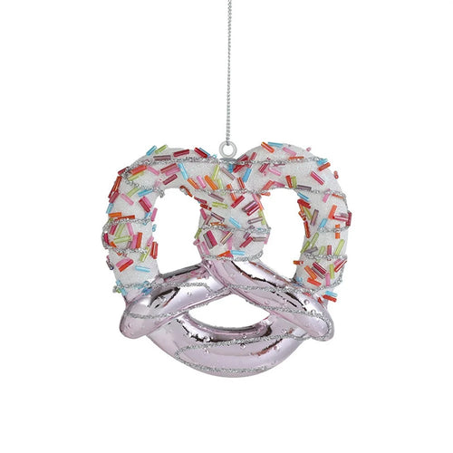 Glitter Pretzel Christmas Ornament Holiday Tree Decoration Cookie Shape Hanging Decor - 1