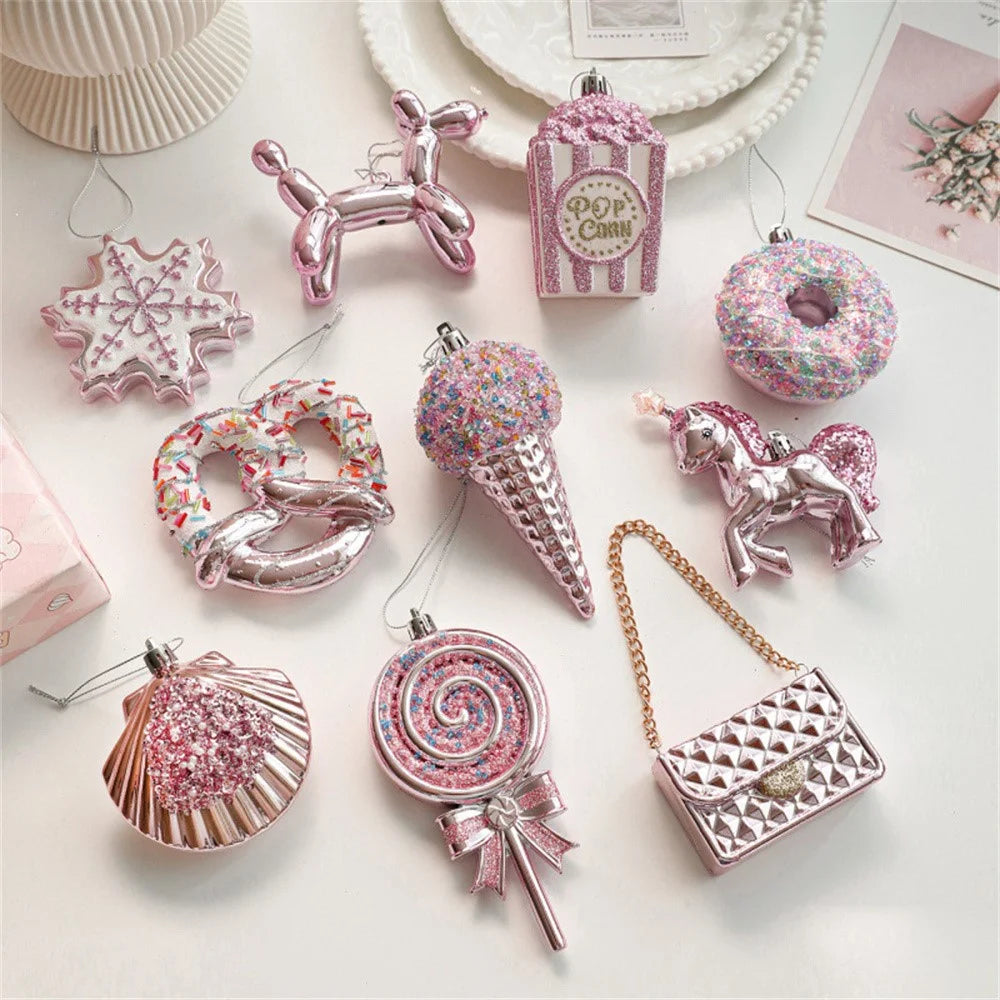 Glitter Pretzel Christmas Ornament Holiday Tree Decoration Cookie Shape Hanging Decor - 6