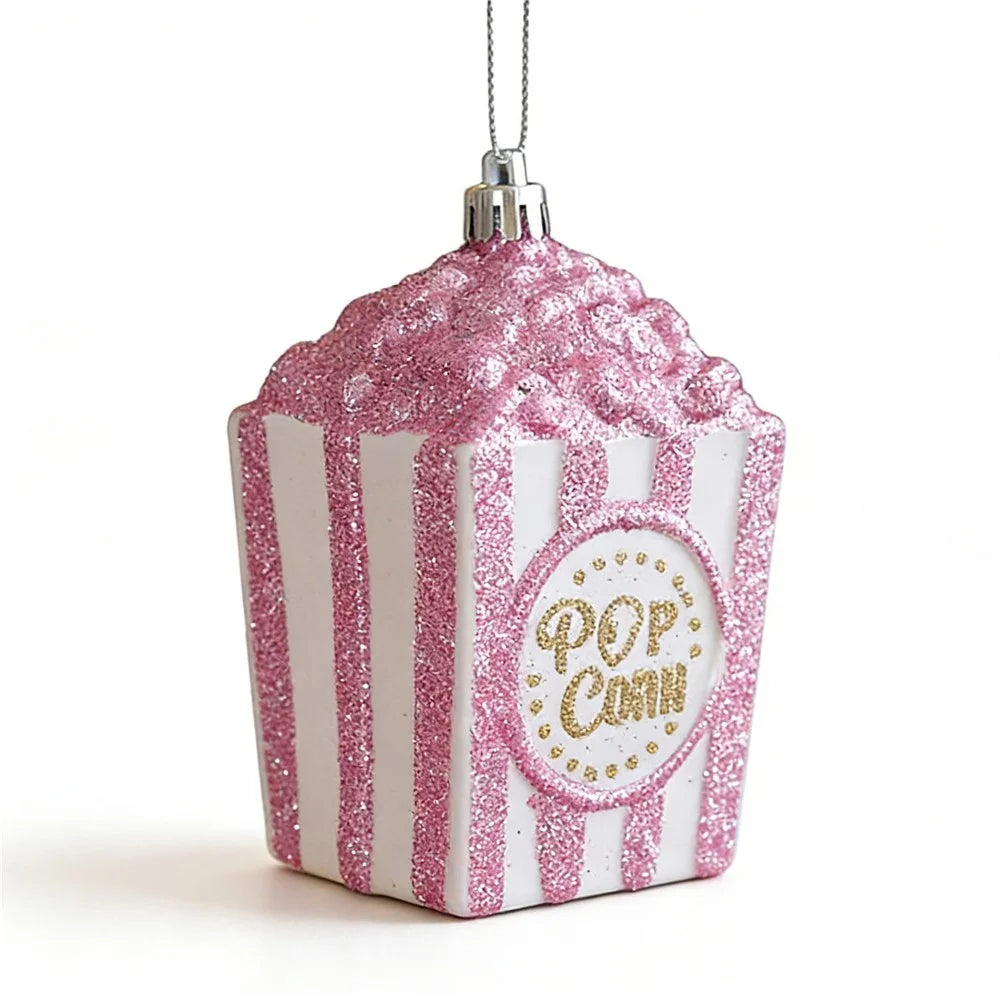 Cute Popcorn Shape Glitter Christmas Ornament Xmas Tree Holiday Hanging Decoration - 1