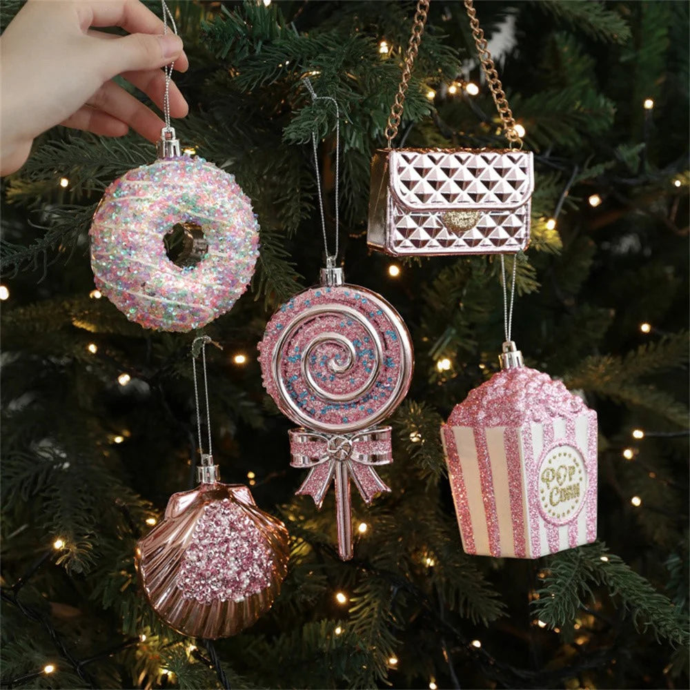 Cute Popcorn Shape Glitter Christmas Ornament Xmas Tree Holiday Hanging Decoration - 4