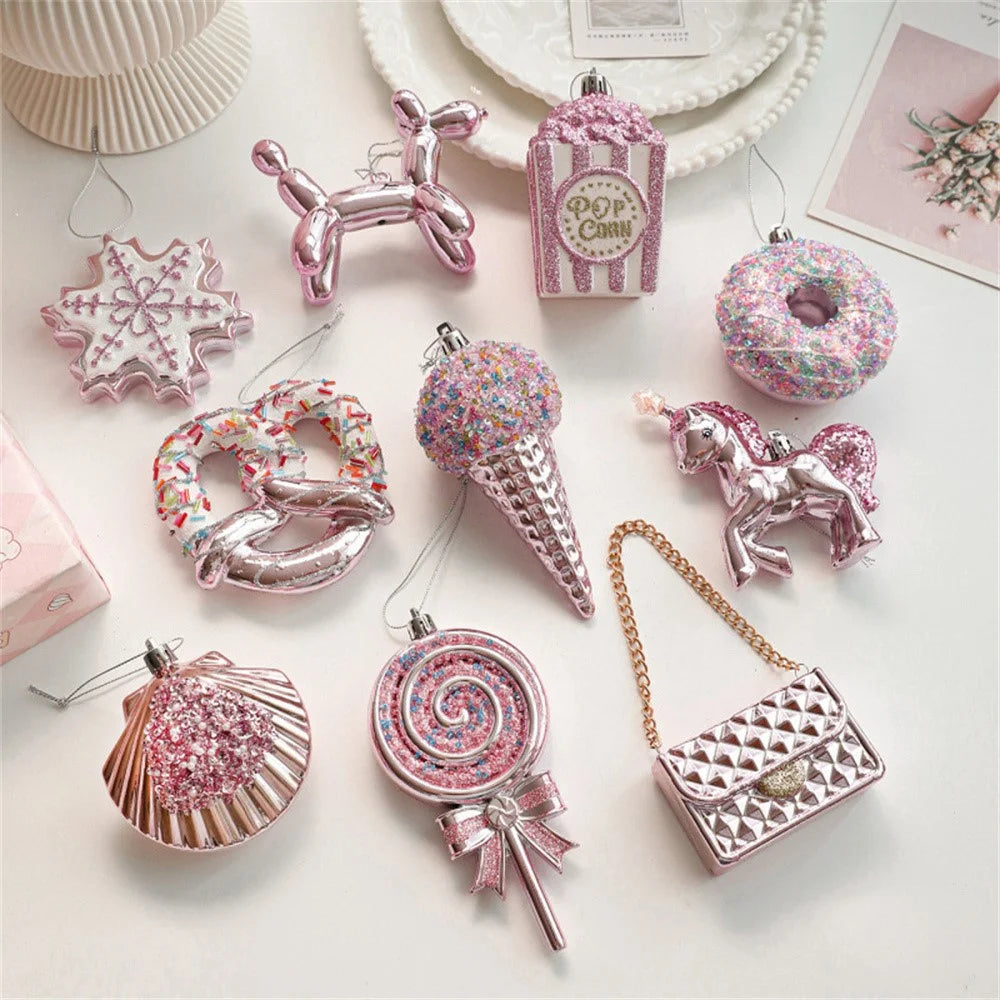 Cute Popcorn Shape Glitter Christmas Ornament Xmas Tree Holiday Hanging Decoration - 6