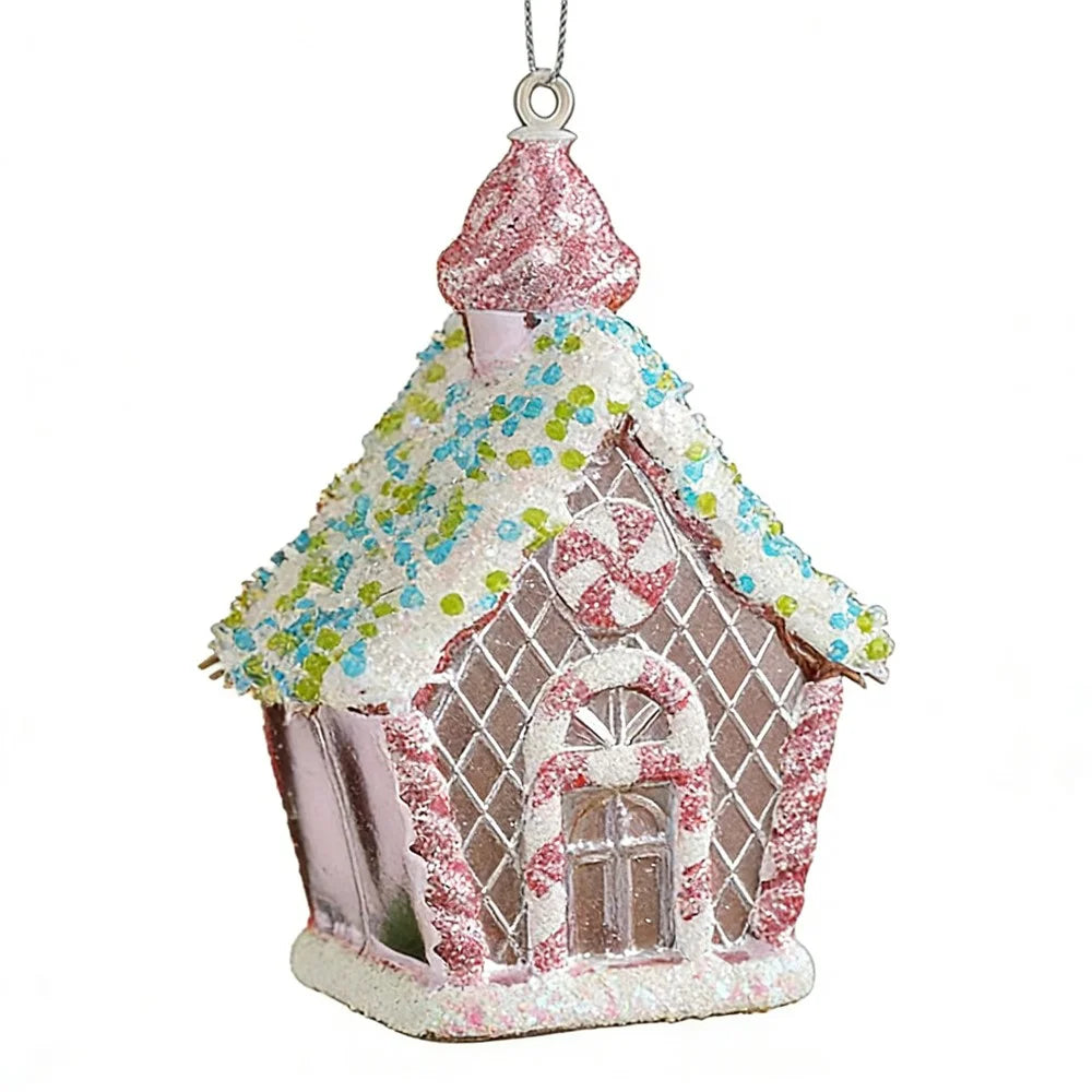Glitter Gingerbread House Ornament Christmas Hanging Pendant Xmas Tree Decoration - 1