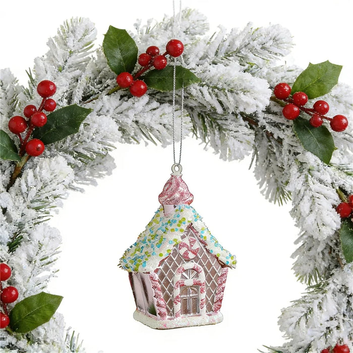 Glitter Gingerbread House Ornament Christmas Hanging Pendant Xmas Tree Decoration - 4