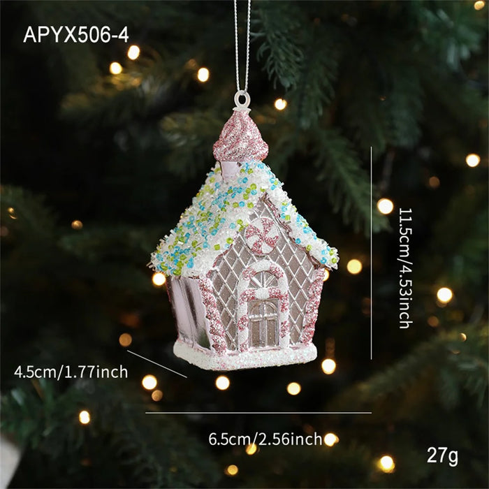 Glitter Gingerbread House Ornament Christmas Hanging Pendant Xmas Tree Decoration - 6