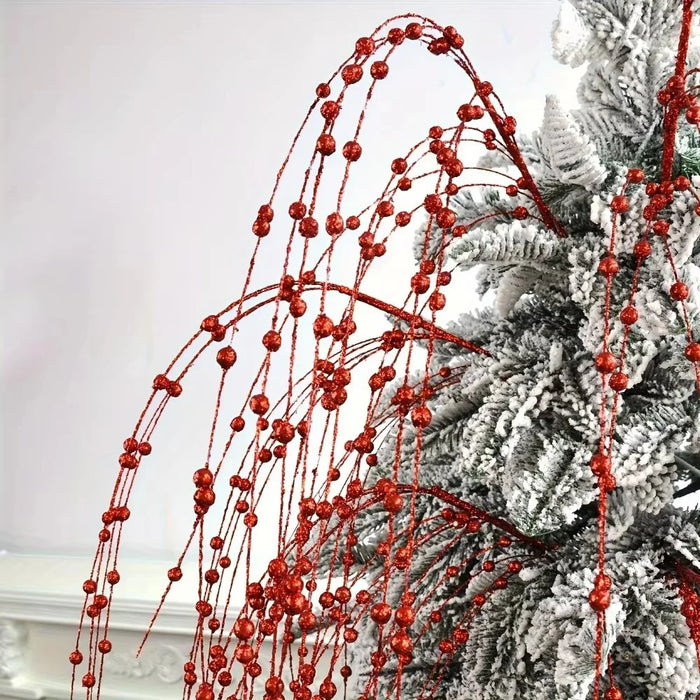 6Pcs 97cm Christmas Willow Decoration Foam Glitter Berry Branch Wedding Party Props - Silver - 5