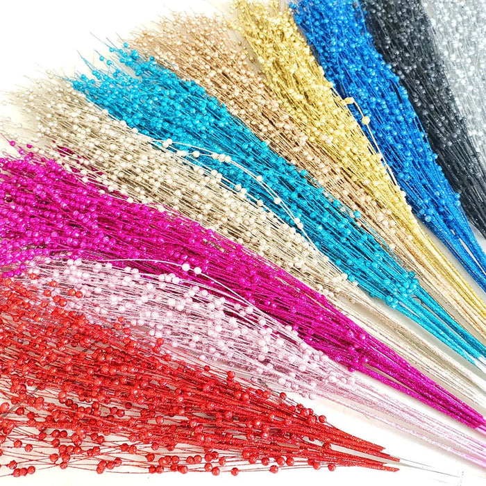 6Pcs 97cm Christmas Willow Decoration Foam Glitter Berry Branch Wedding Party Props - Silver - 6