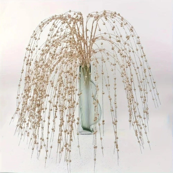 6Pcs 97cm Christmas Willow Decoration Foam Glitter Berry Branch Wedding Party Props - Silver - 3