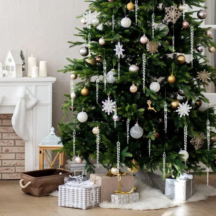 24Pcs / Set Acrylic Icicle Christmas Tree Ornaments Wedding Party Hanging Decoration with 8m Crystal Line - Transparent - 3