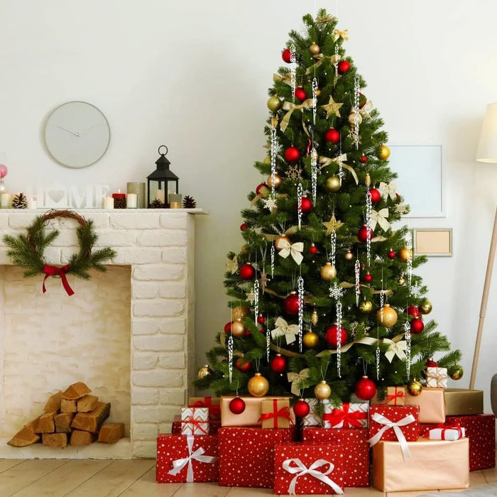 24Pcs / Set Acrylic Icicle Christmas Tree Ornaments Wedding Party Hanging Decoration with 8m Crystal Line - Transparent - 4
