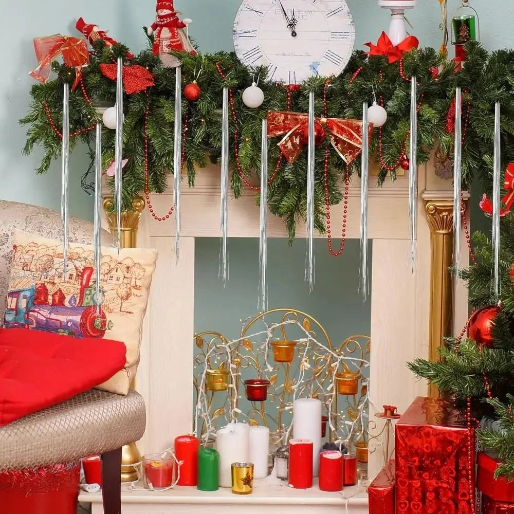 3000Pcs 50cm Christmas Tinsel Icicle Tassel Decorations  DIY Festive Tree Ornaments Aluminum Foil Fringe - Gold - 3