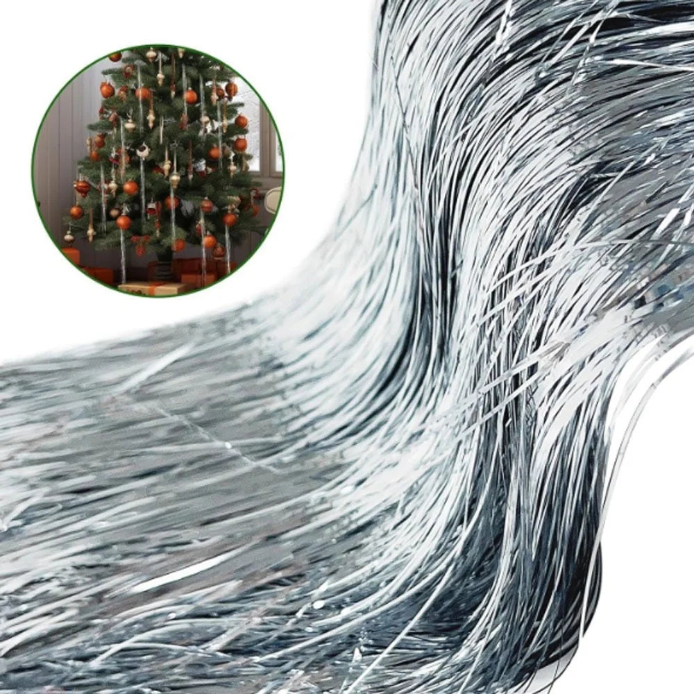 3000Pcs 50cm Christmas Tinsel Icicle Tassel Decorations  DIY Festive Tree Ornaments Aluminum Foil Fringe - Gold - 6