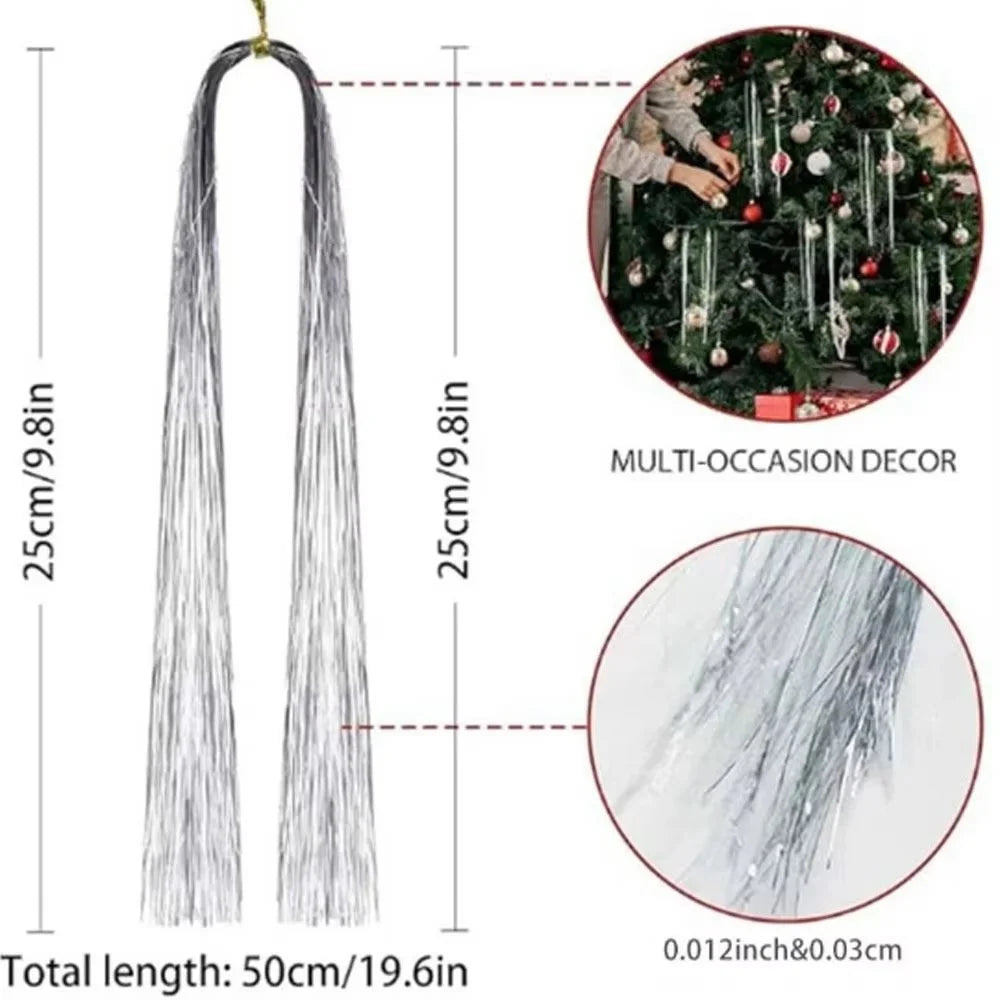 3000Pcs 50cm Christmas Tinsel Icicle Tassel Decorations  DIY Festive Tree Ornaments Aluminum Foil Fringe - Gold - 7