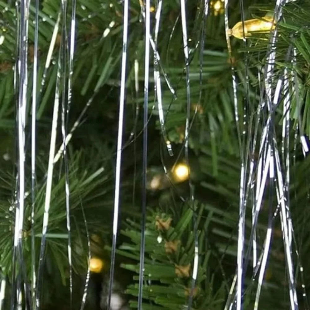 5000Pcs 50cm Christmas Tinsel Icicle Tassel Decorations  DIY Festive Tree Ornaments Aluminum Foil Fringe - Silver - 5