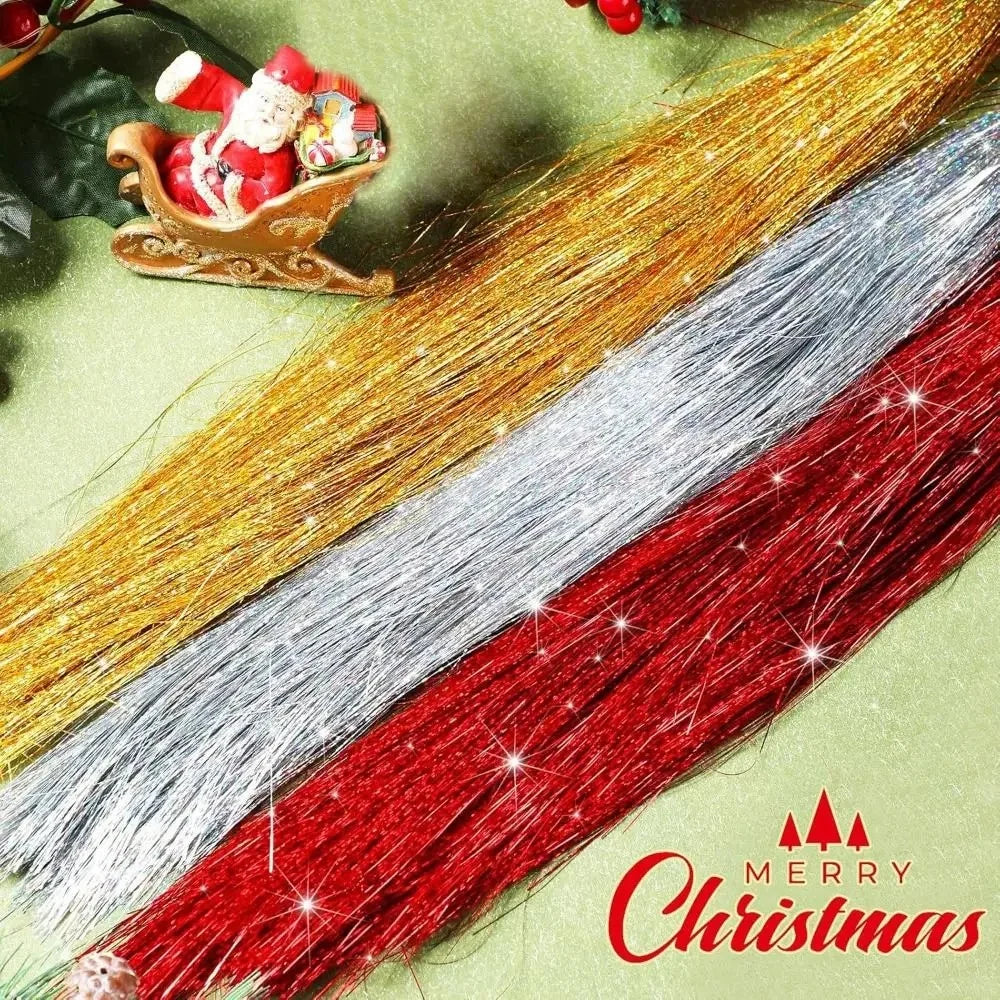 3000Pcs 50cm Christmas Tree Icicle Tinsel Garland  DIY Holiday Tassel Decoration Aluminum Foil Fringe - Laser Silver - 7