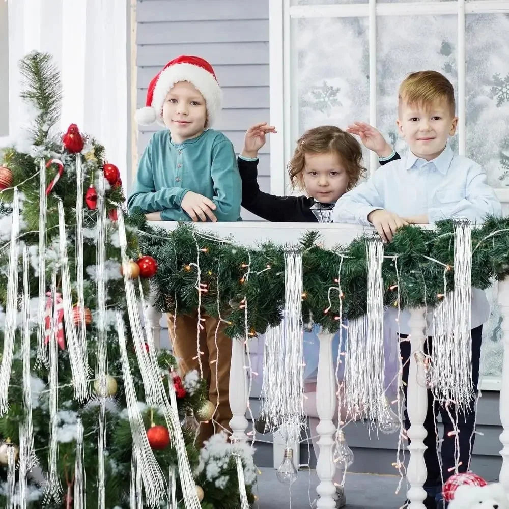 5000Pcs 50cm Christmas Tree Icicle Tinsel Garland  DIY Holiday Tassel Decoration Aluminum Foil Fringe - Laser Silver - 5