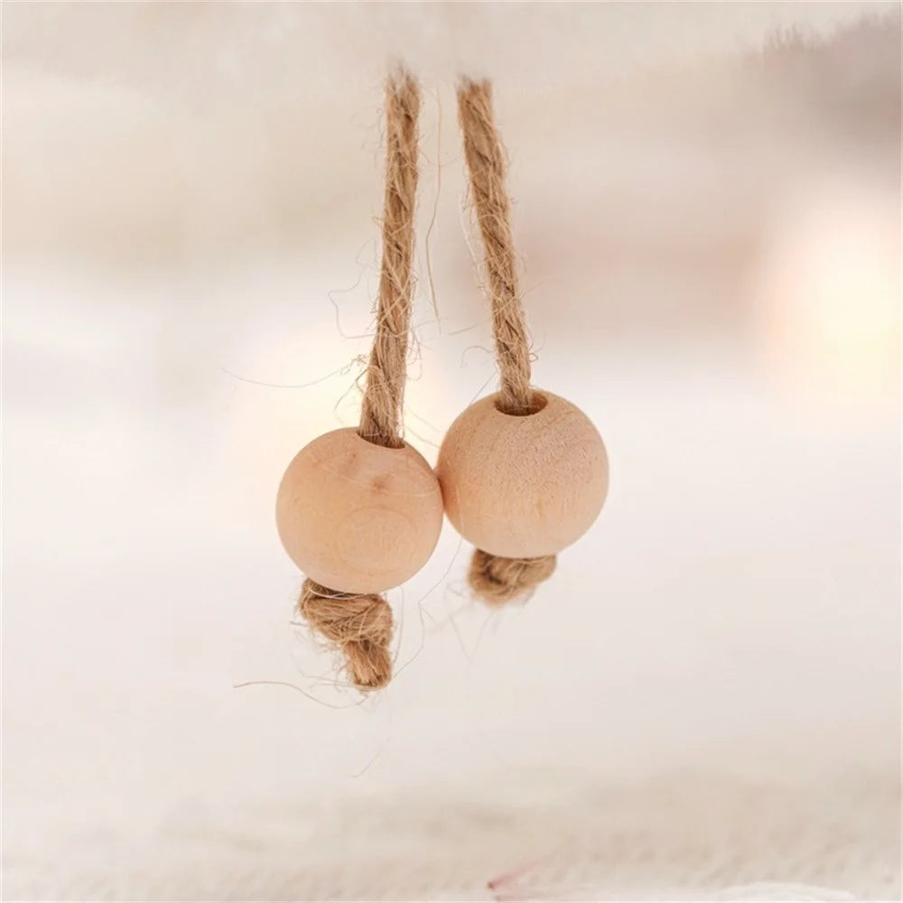 Fuzzy Angel Girl Doll with Wooden Beads Christmas Pendant Xmas Tree Ornament Hanging Decoration - Pink - 4