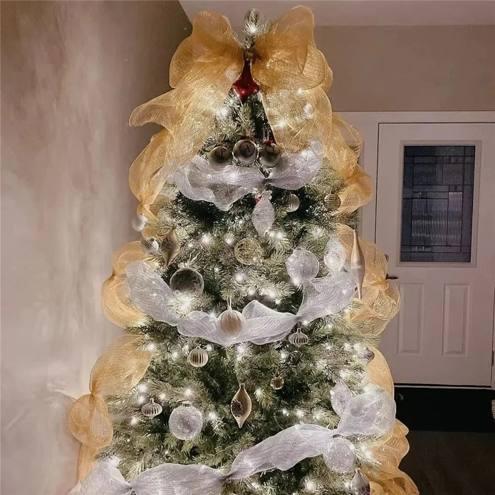 10 Yards DIY Christmas Glitter Mesh Ribbon Reusable PP Netting Roll Xmas Tree Decoration - B50S01 - 4