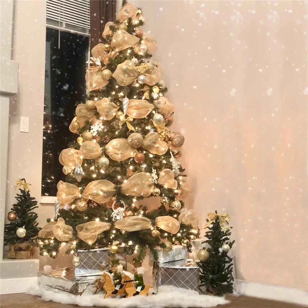 10 Yards DIY Christmas Glitter Mesh Ribbon Reusable PP Netting Roll Xmas Tree Decoration - B50S01 - 7
