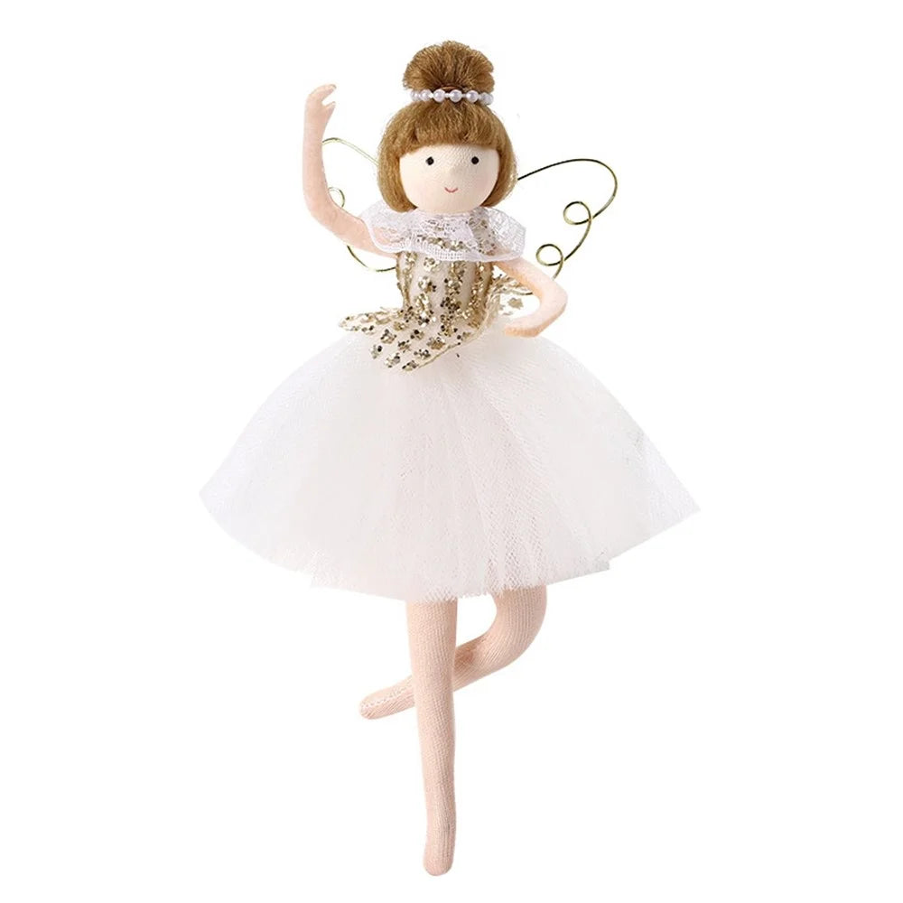 Cute Ballet Dancer Angel Doll with Wings Xmas Ornament Christmas Tree Hanging Decor - Gold - 1