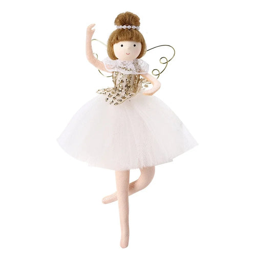 Cute Ballet Dancer Angel Doll with Wings Xmas Ornament Christmas Tree Hanging Decor - Gold - 1