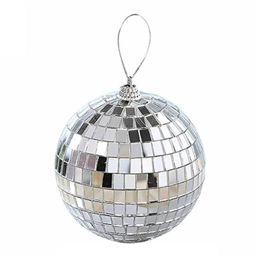 10CM Disco Ball Ornament Mirror Mosaic Party Decoration Christmas Hanging Ball Reflective Glitter Ball - Silver - 1