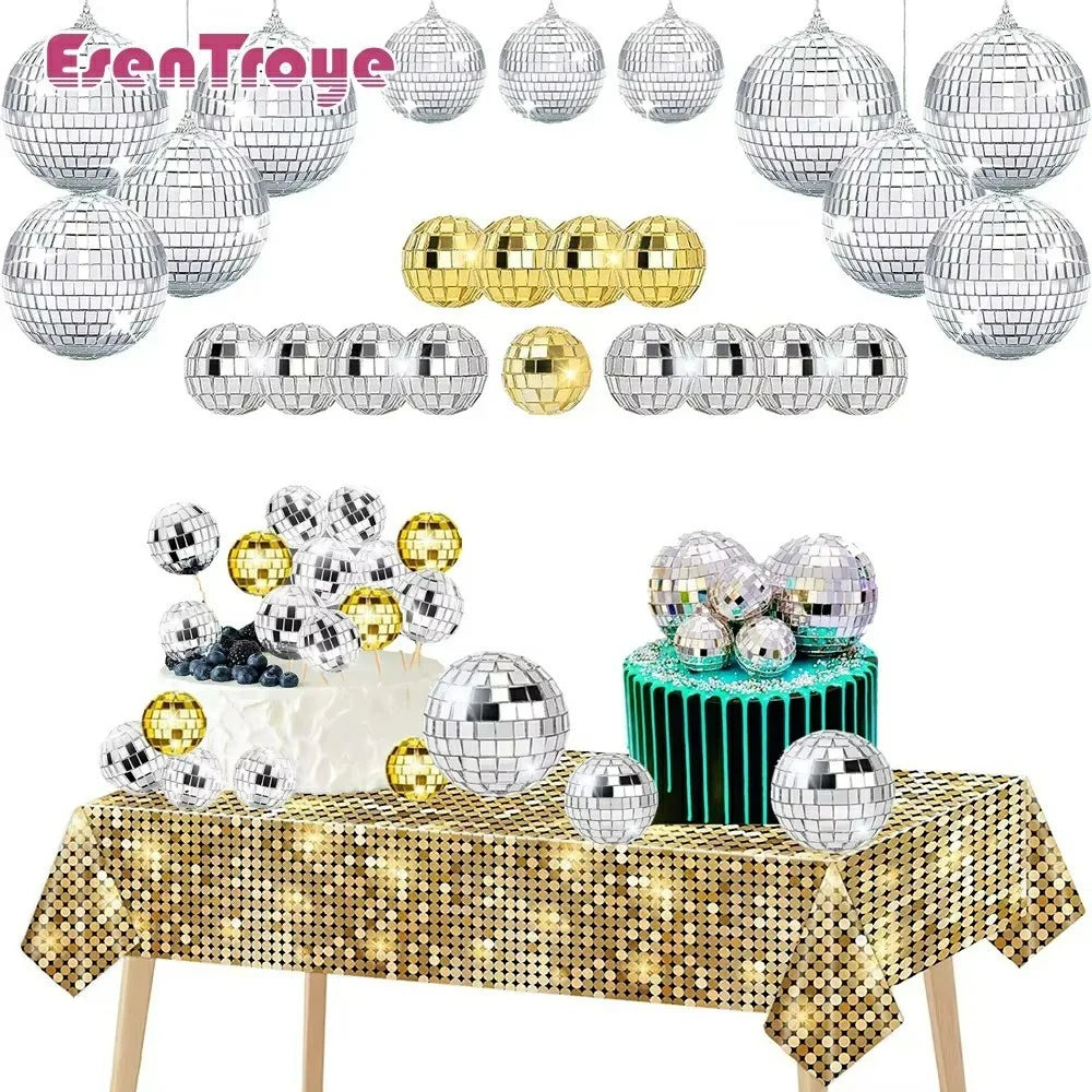 10CM Disco Ball Ornament Mirror Mosaic Party Decoration Christmas Hanging Ball Reflective Glitter Ball - Silver - 2
