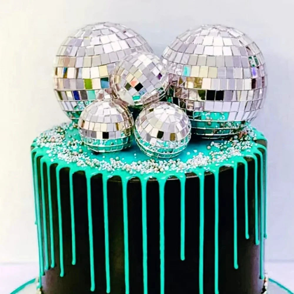 10CM Disco Ball Ornament Mirror Mosaic Party Decoration Christmas Hanging Ball Reflective Glitter Ball - Silver - 4