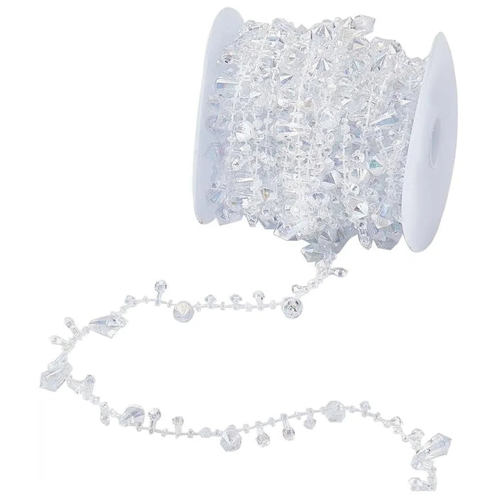 5 Yards Crystal Clear Beads Garland Plastic Beaded String Christmas Tree Decoration Hanging Ornament - 1
