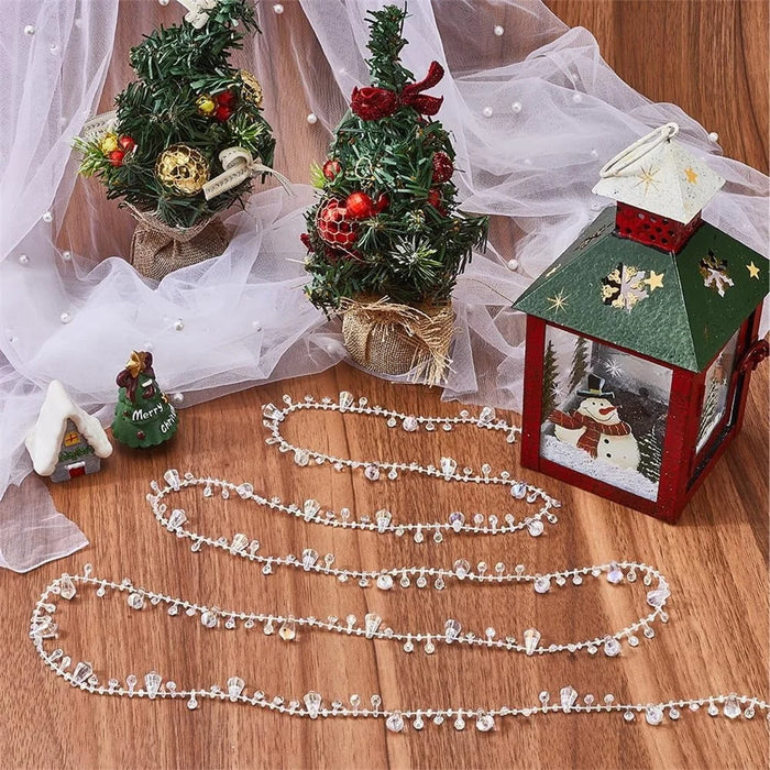 5 Yards Crystal Clear Beads Garland Plastic Beaded String Christmas Tree Decoration Hanging Ornament - 4