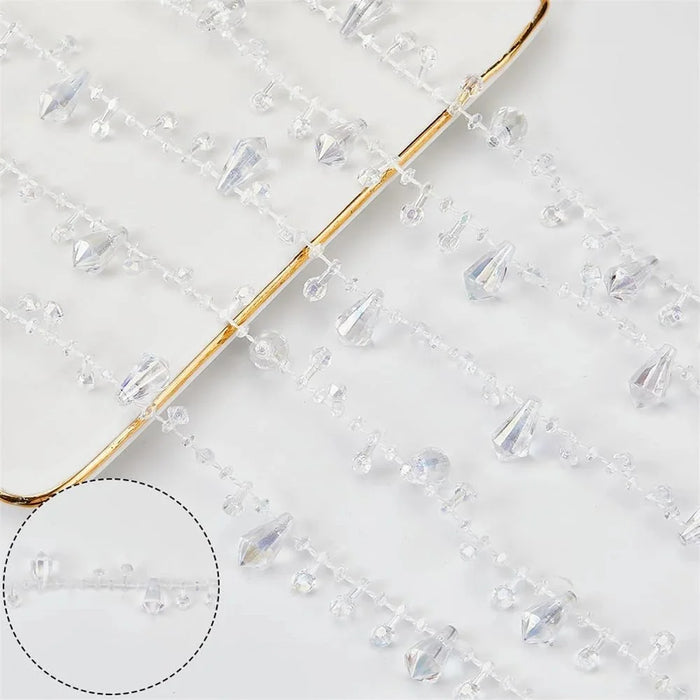 5 Yards Crystal Clear Beads Garland Plastic Beaded String Christmas Tree Decoration Hanging Ornament - 6