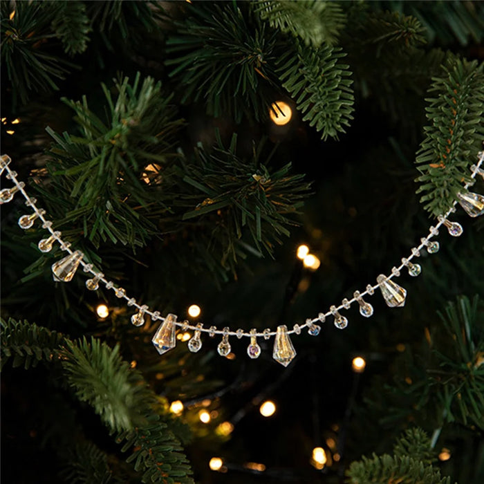 5 Yards Crystal Clear Beads Garland Plastic Beaded String Christmas Tree Decoration Hanging Ornament - 7