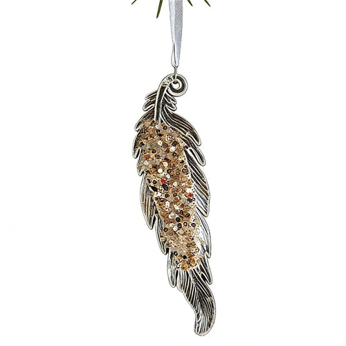 Christmas Feather Ornament Transparent Acrylic Hanging Decoration with Sequins Xmas Tree Ornament - 1