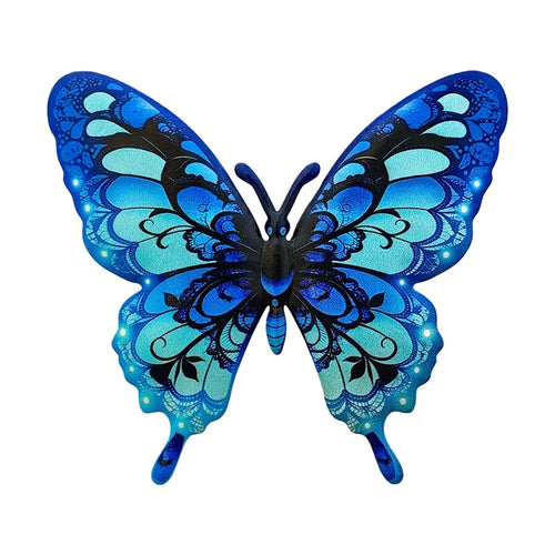 Iron Butterfly Metal Wall Art Outdoor Garden Home Patio Decoration - Blue - 1