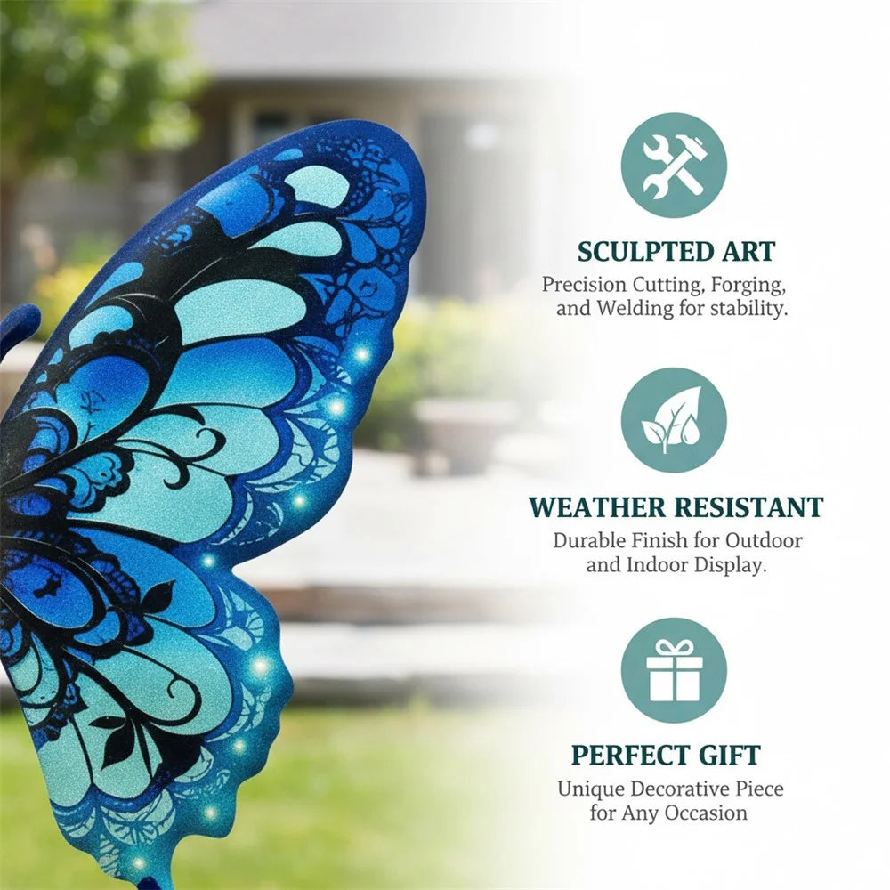 4Pcs Iron Butterfly Metal Wall Art Outdoor Garden Home Patio Decoration - Mixture - 2