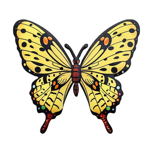 Metal Butterfly Wall Decor Iron Art Garden Patio Outdoor Indoor Decoration - Yellow - 1