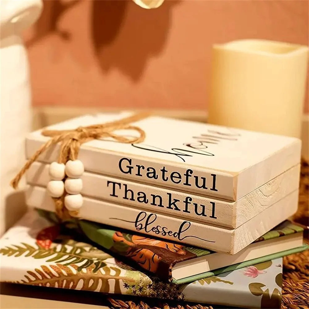 Fake Books Set Wooden Stacked Bundled Book Ornaments Simulation Books Kit Home Decor - Style A - 2